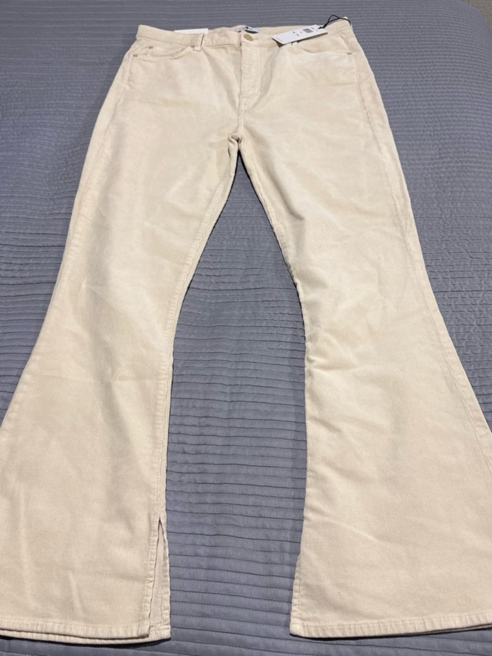 7 For All Mankind Cream Corduroy High Rise bootcut